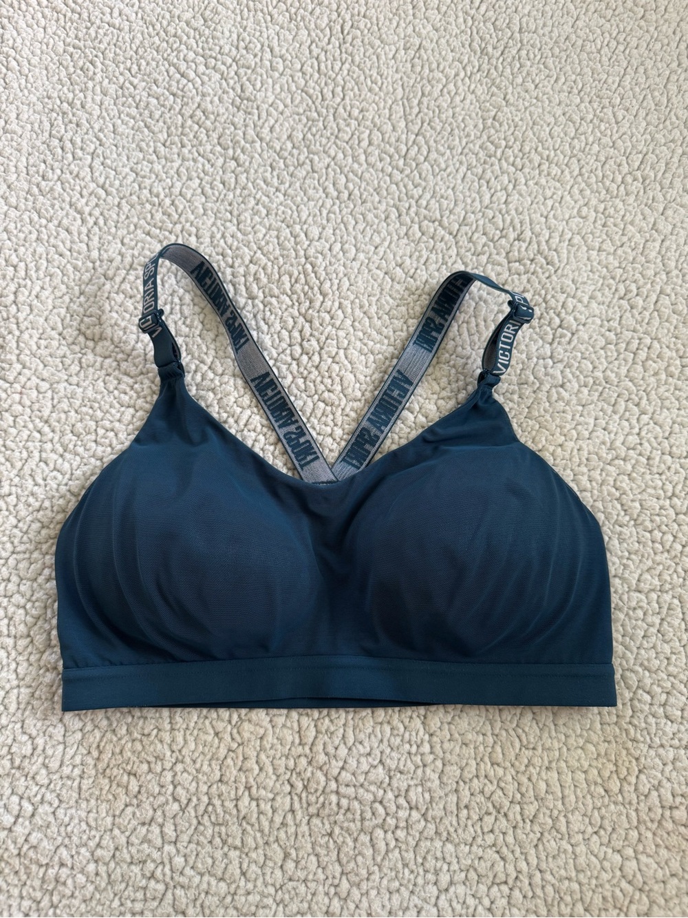 Victoria's Secret Dark Navy Wireless Sport Bra with Branded Straps